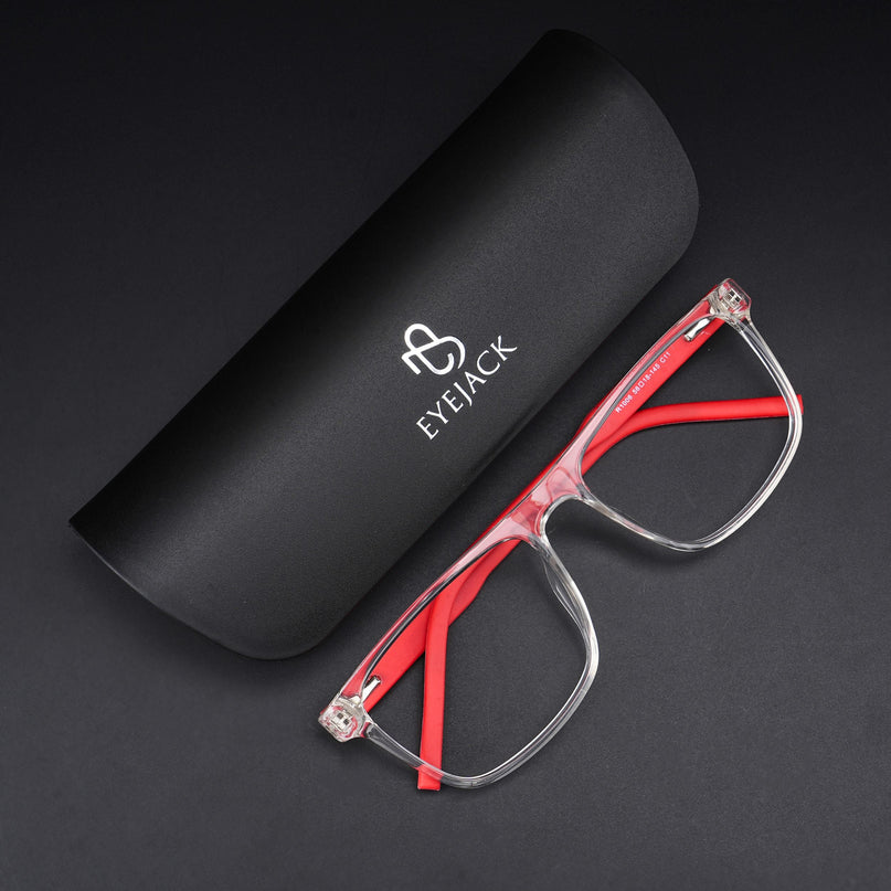 Eyejack Rush Transparent Square Eyeglasses for Men & Women (1006CL688-C4)