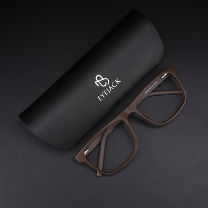 Eyejack Rush Matt Brown Square Eyeglasses for Men & Women (1006CL694-C10)