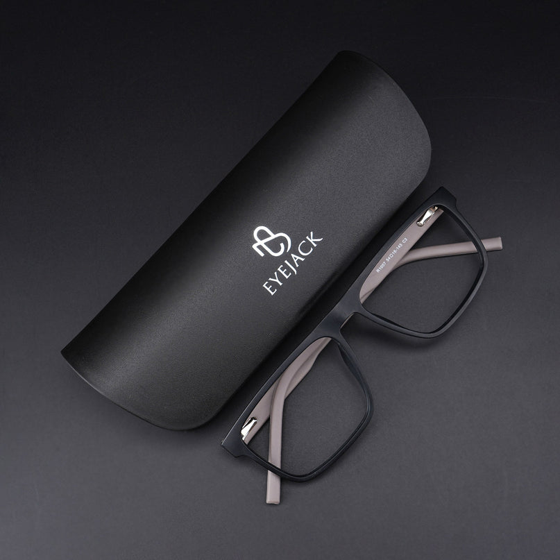 Eyejack Rush Matt Black Square Eyeglasses for Men & Women (1007CL695-C1)
