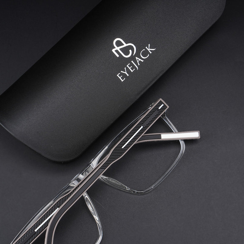 Eyejack Rush Transparent Square Eyeglasses for Men & Women (1007CL696-C2)