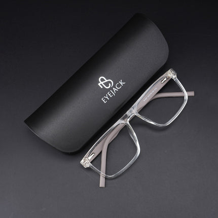 Eyejack Rush Transparent Square Eyeglasses for Men & Women (1007CL696-C2)