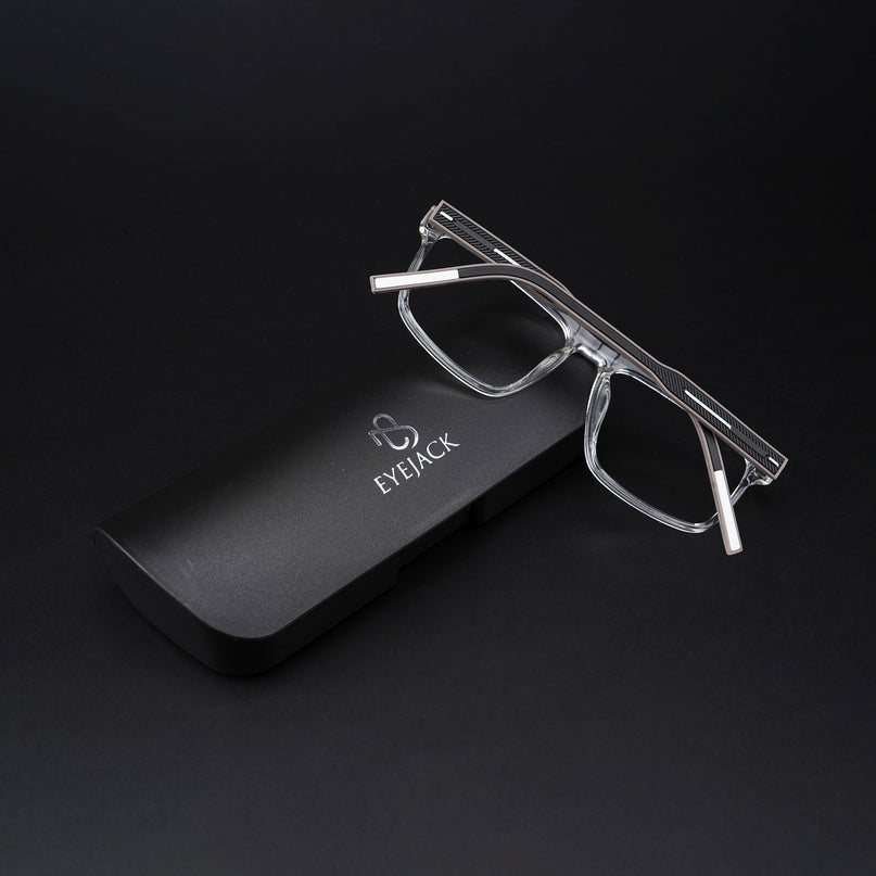 Eyejack Rush Transparent Square Eyeglasses for Men & Women (1007CL696-C2)