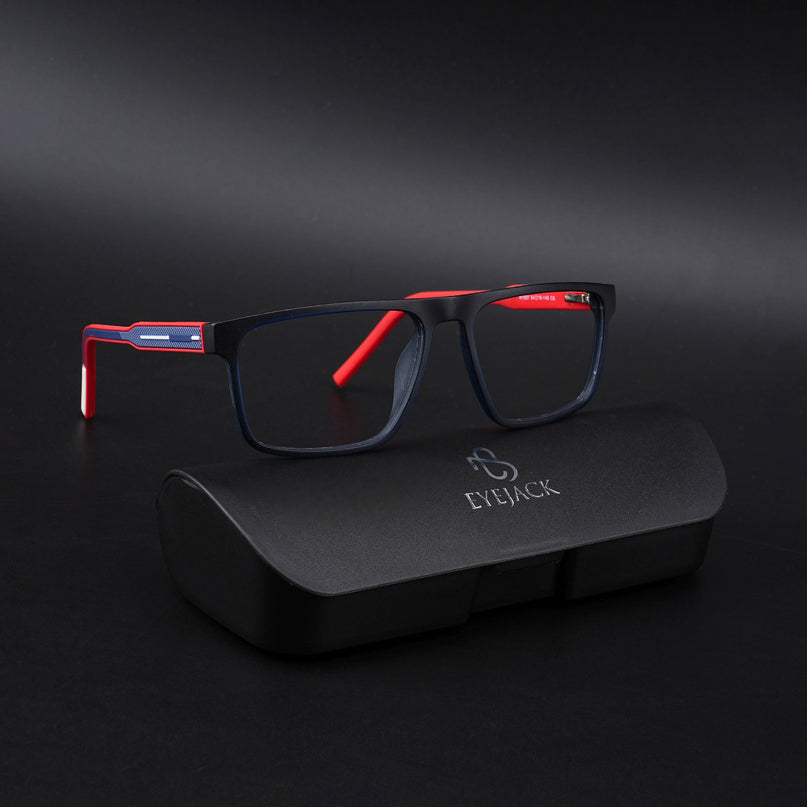 Eyejack Rush Navy Blue Square Eyeglasses for Men & Women (1007CL697-C3)