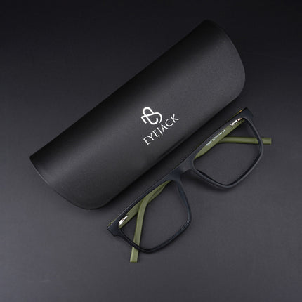Eyejack Rush Matt Black Square Eyeglasses for Men & Women (1007CL699-C5)