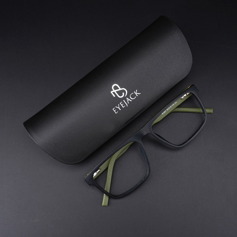 Eyejack Rush Matt Black Square Eyeglasses for Men & Women (1007CL699-C5)