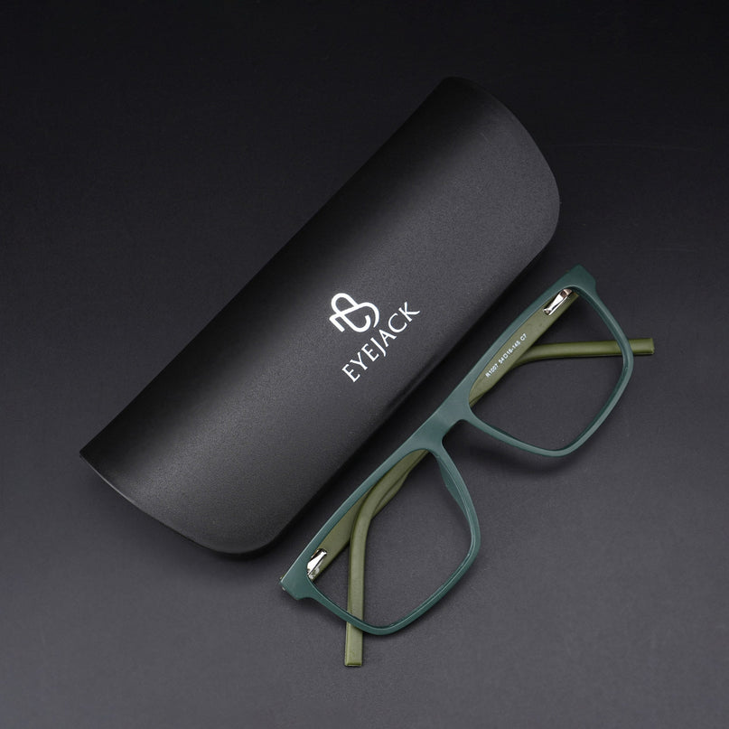 Eyejack Rush Green Square Eyeglasses for Men & Women (1007CL700-C6)