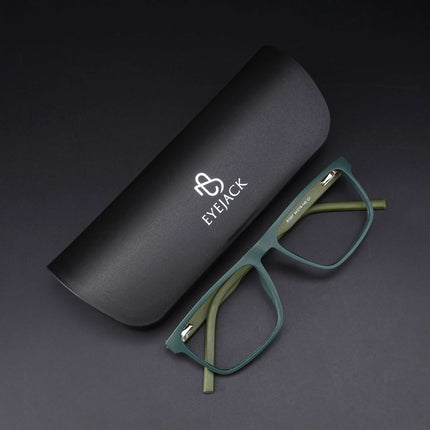 Eyejack Rush Green Square Eyeglasses for Men & Women (1007CL700-C6)