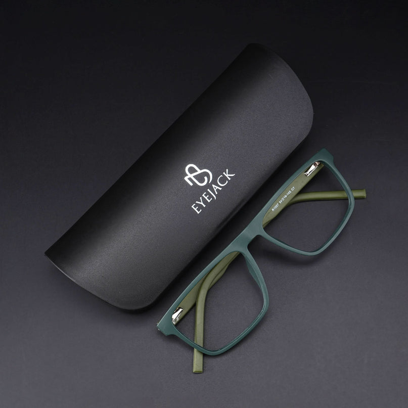 Eyejack Rush Green Square Eyeglasses for Men & Women (1007CL700-C6)