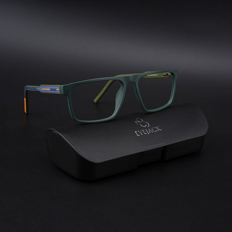 Eyejack Rush Green Square Eyeglasses for Men & Women (1007CL700-C6)