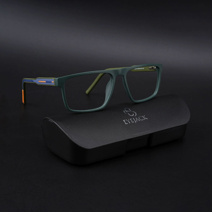 Eyejack Rush Green Square Eyeglasses for Men & Women (1007CL700-C6)