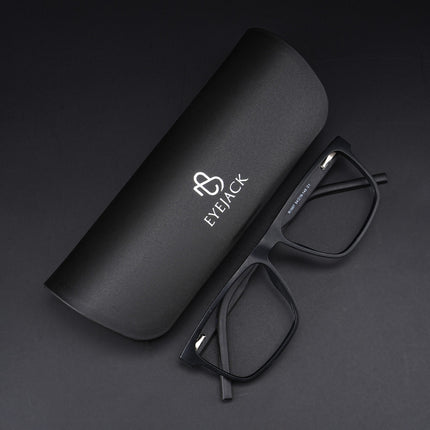 Eyejack Rush Matt Black Square Eyeglasses for Men & Women (1007CL701-C7)
