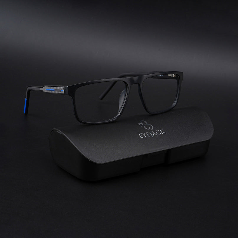 Eyejack Rush Matt Black Square Eyeglasses for Men & Women (1007CL701-C7)
