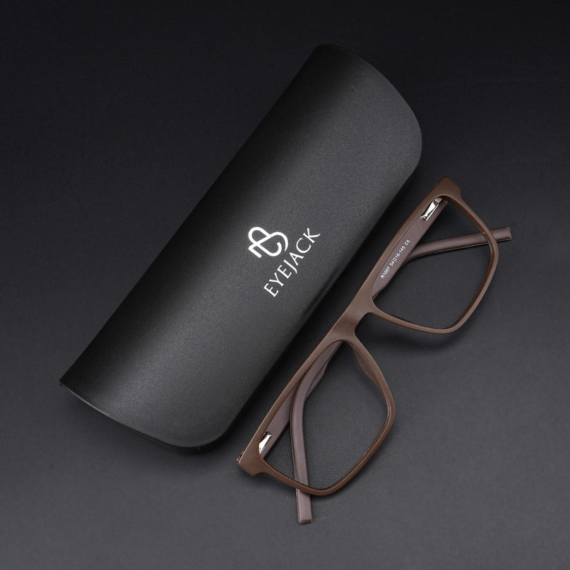 Eyejack Rush Matt Brown Square Eyeglasses for Men & Women (1007CL704-C10)