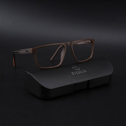 Eyejack Rush Matt Brown Square Eyeglasses for Men & Women (1007CL704-C10)