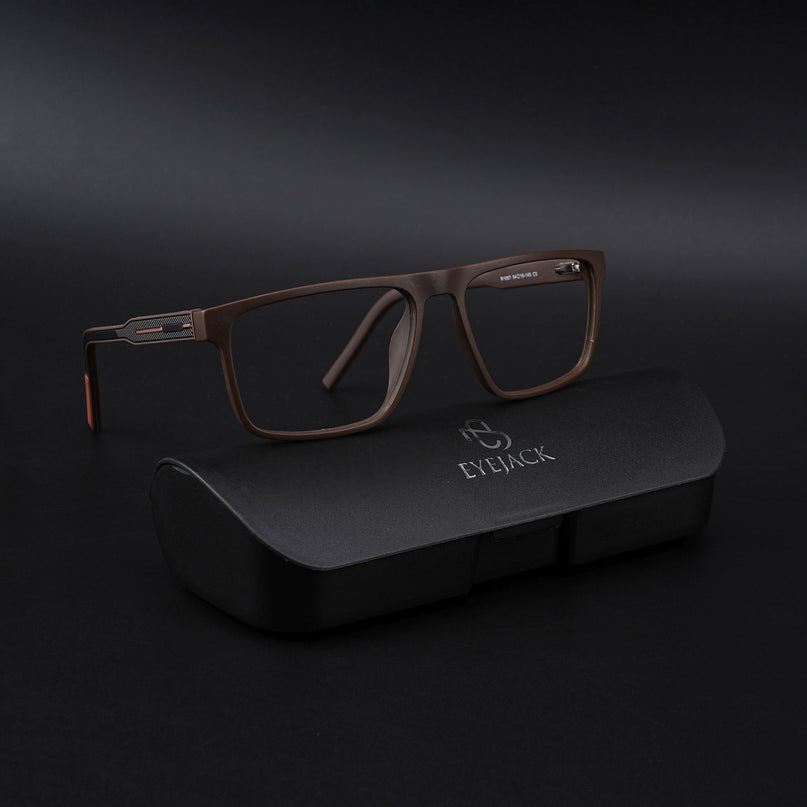 Eyejack Rush Matt Brown Square Eyeglasses for Men & Women (1007CL704-C10)