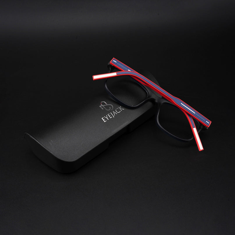 Eyejack Rush Navy Blue Square Eyeglasses for Men & Women (1008CL707-C3)