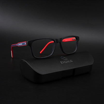 Eyejack Rush Navy Blue Square Eyeglasses for Men & Women (1008CL707-C3)