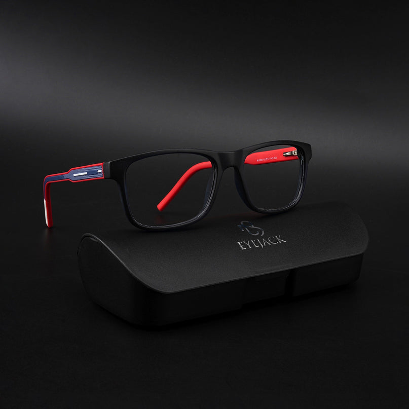 Eyejack Rush Navy Blue Square Eyeglasses for Men & Women (1008CL707-C3)