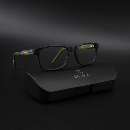 Eyejack Rush Matt Black Square Eyeglasses for Men & Women (1008CL709-C5)