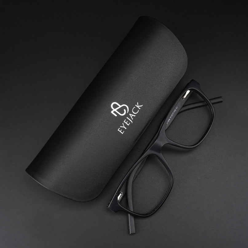Eyejack Rush Matt Black Square Eyeglasses for Men & Women (1008CL711-C7)