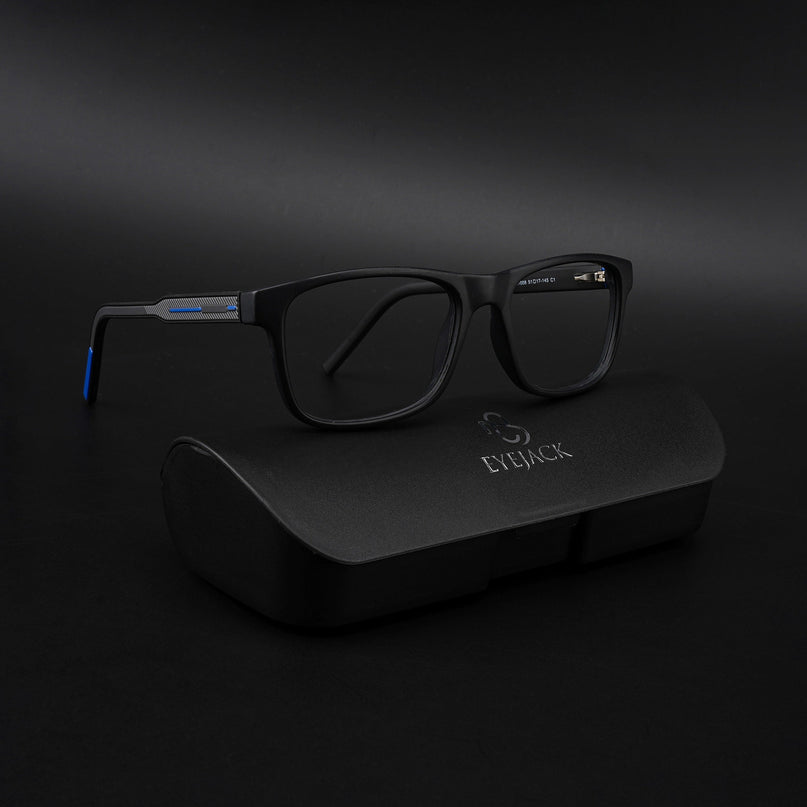 Eyejack Rush Matt Black Square Eyeglasses for Men & Women (1008CL711-C7)