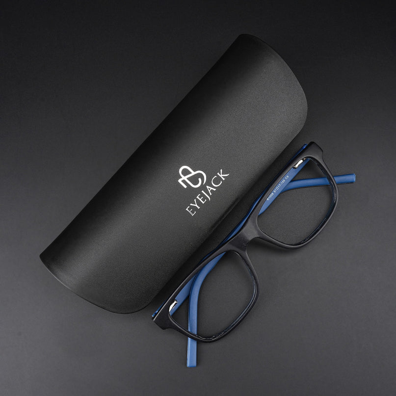 Eyejack Rush Navy Blue Square Eyeglasses for Men & Women (1008CL712-C8)