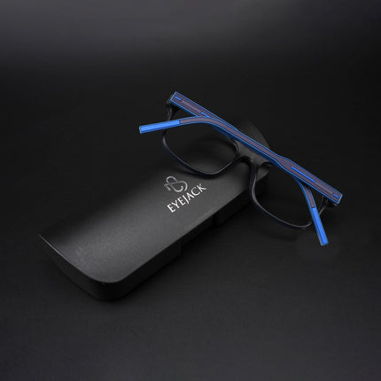 Eyejack Rush Navy Blue Square Eyeglasses for Men & Women (1008CL712-C8)