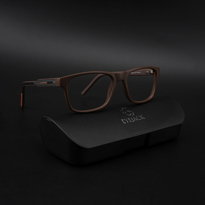 Eyejack Rush Matt Brown Square Eyeglasses for Men & Women (1008CL714-C10)
