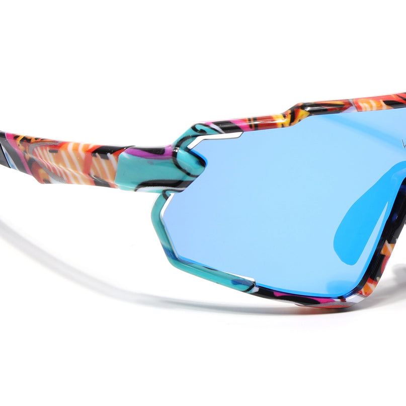 Wrap Around Polarized Sunglasses for Kids (Blue Lens | Multicolor Frame - SLPMG7198)