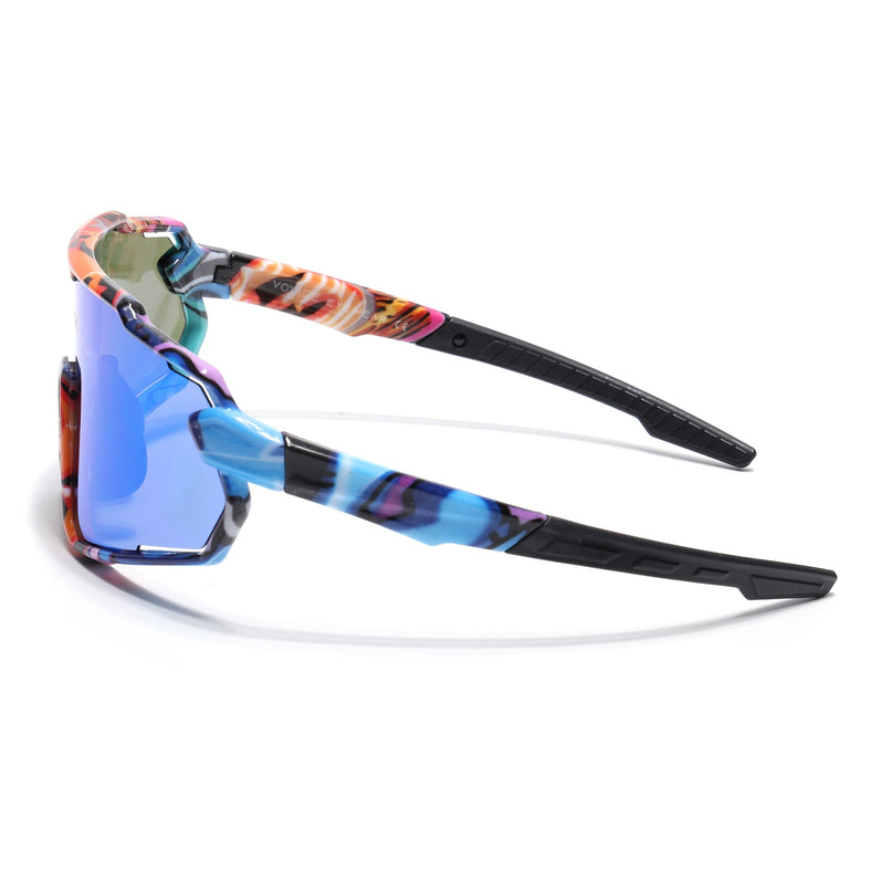 Wrap Around Polarized Sunglasses for Kids (Blue Lens | Multicolor Frame - SLPMG7198)