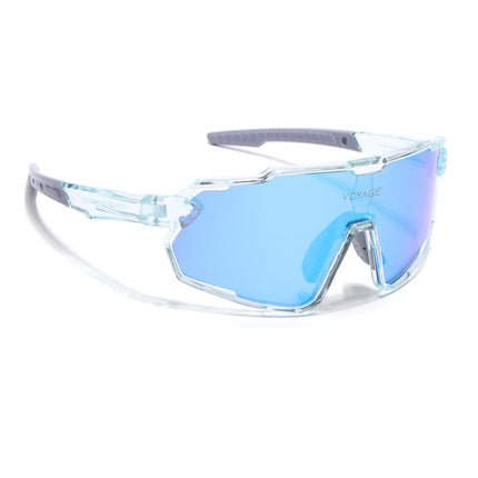 Wrap Around Polarized Sunglasses for Kids (Blue Lens | Transparent Frame - SLPMG7199)