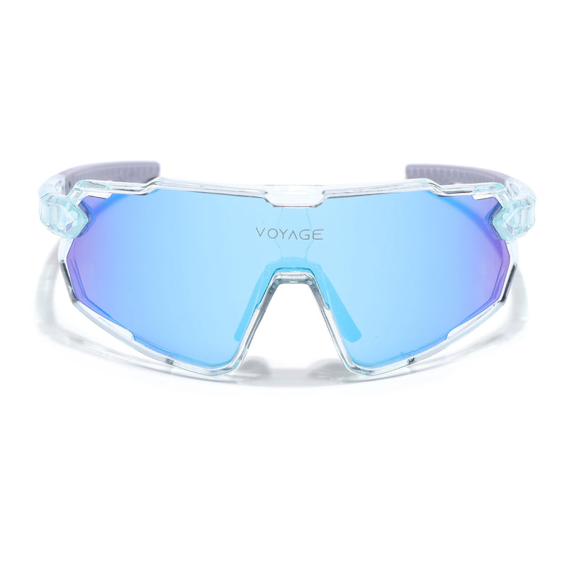 Wrap Around Polarized Sunglasses for Kids (Blue Lens | Transparent Frame - SLPMG7199)