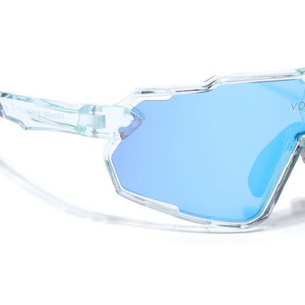 Wrap Around Polarized Sunglasses for Kids (Blue Lens | Transparent Frame - SLPMG7199)