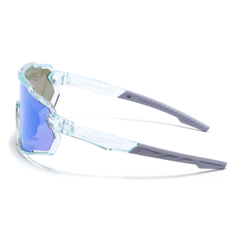 Wrap Around Polarized Sunglasses for Kids (Blue Lens | Transparent Frame - SLPMG7199)