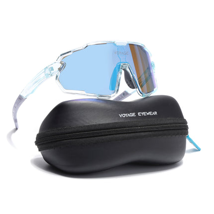 Wrap Around Polarized Sunglasses for Kids (Blue Lens | Transparent Frame - SLPMG7199)