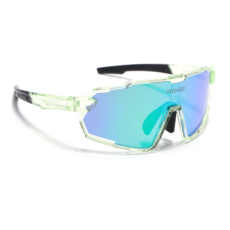 Wrap Around Polarized Sunglasses for Kids (Multicolor Lens | Green Frame - SLPMG7200)