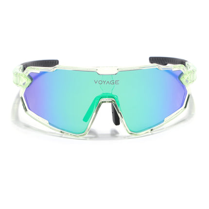 Wrap Around Polarized Sunglasses for Kids (Multicolor Lens | Green Frame - SLPMG7200)