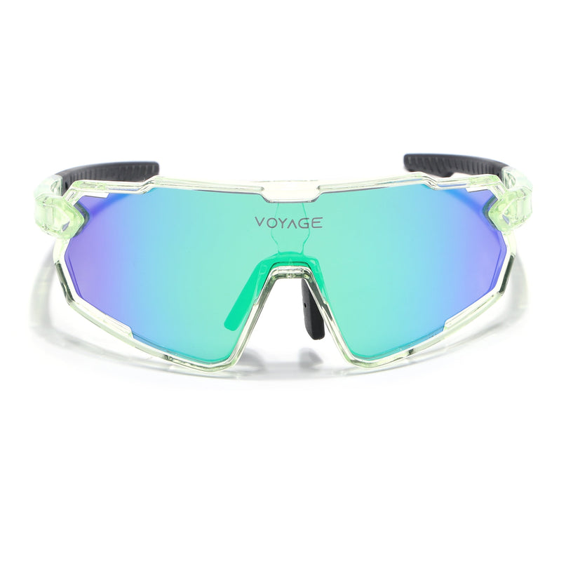 Wrap Around Polarized Sunglasses for Kids (Multicolor Lens | Green Frame - SLPMG7200)