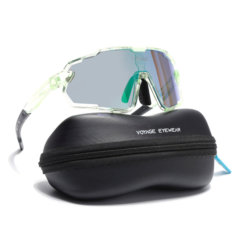 Wrap Around Polarized Sunglasses for Kids (Multicolor Lens | Green Frame - SLPMG7200)