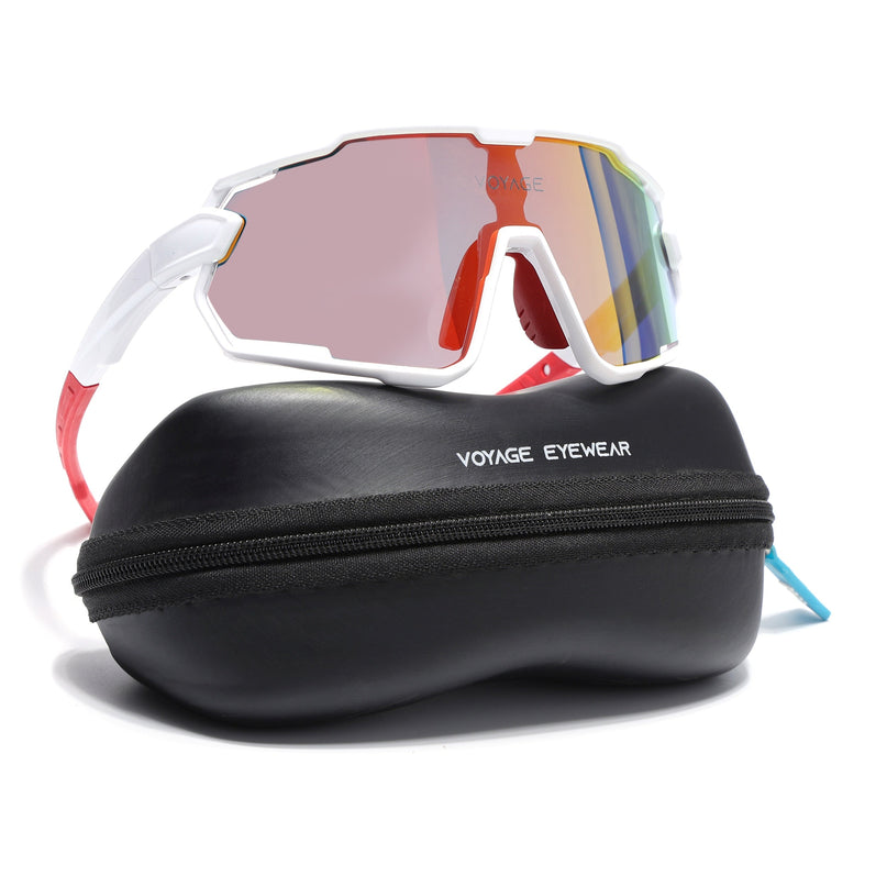 Wrap Around Polarized Sunglasses for Kids (Multicolor Lens | White Frame - SLPMG7201)