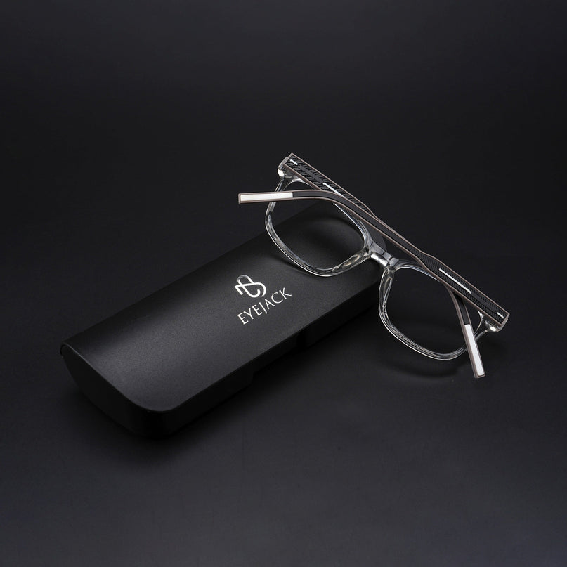 Eyejack Rush Transparent Square Eyeglasses for Men & Women (1009CL716-C2)