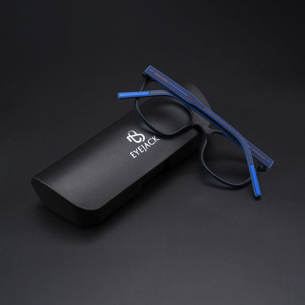 Eyejack Rush Navy Blue Square Eyeglasses for Men & Women (1009CL722-C8)
