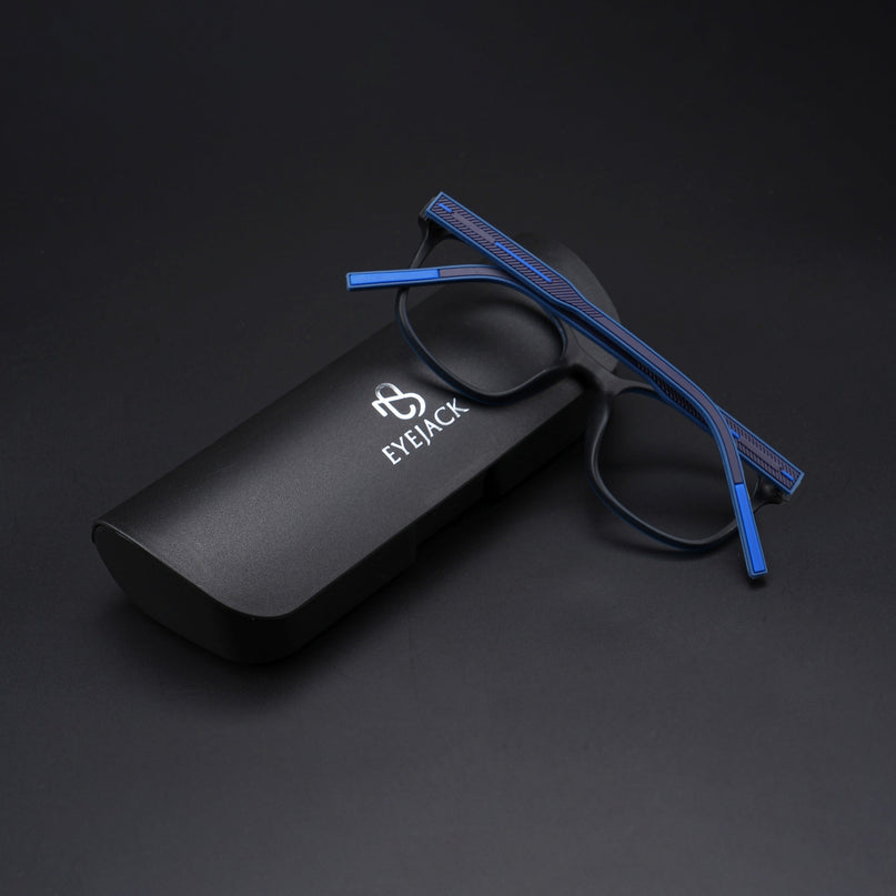 Eyejack Rush Navy Blue Square Eyeglasses for Men & Women (1009CL722-C8)