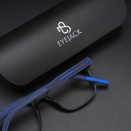 Eyejack Rush Navy Blue Square Eyeglasses for Men & Women (1009CL722-C8)