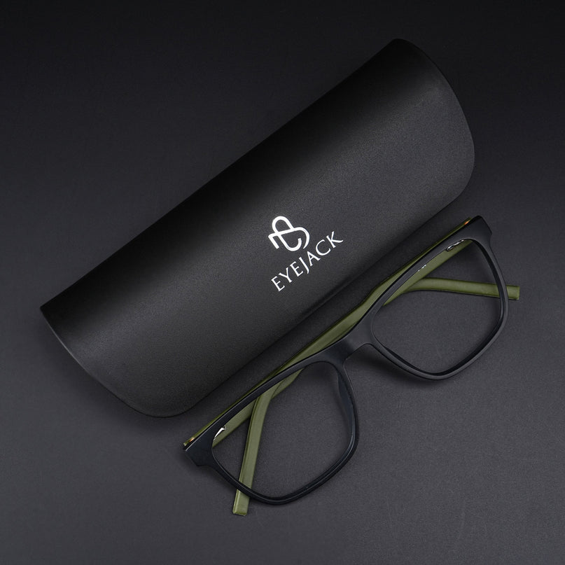Eyejack Rush Matt Black Square Eyeglasses for Men & Women (1010CL729-C5)
