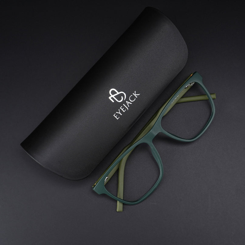 Eyejack Rush Green Square Eyeglasses for Men & Women (1010CL730-C6)