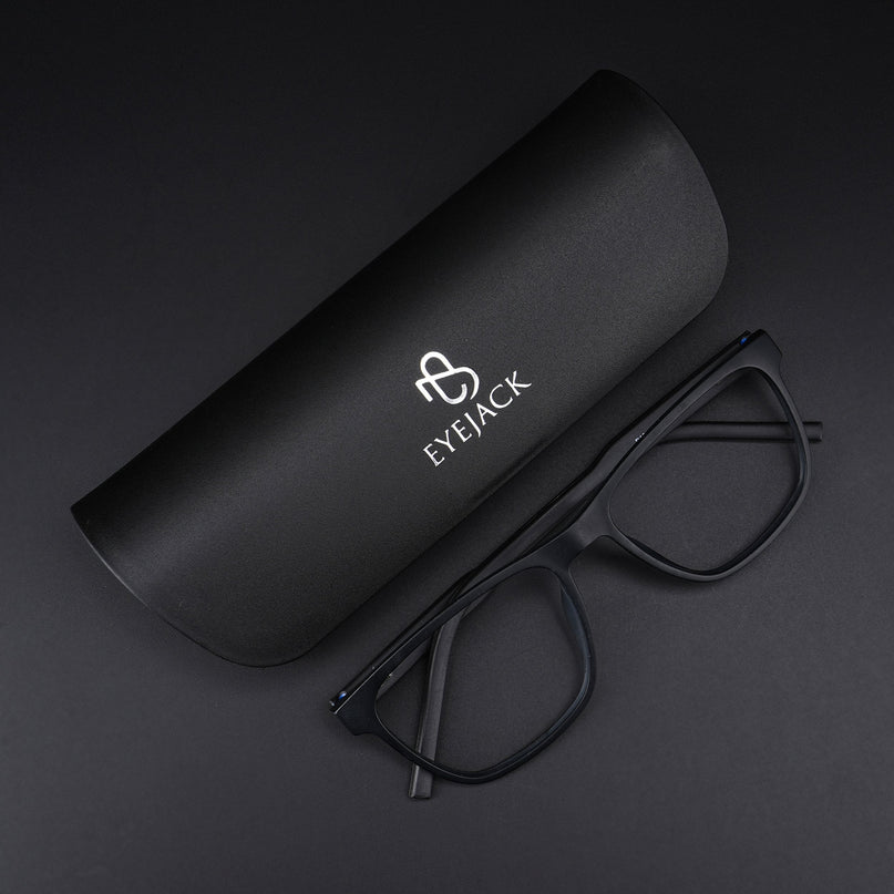 Eyejack Rush Matt Black Square Eyeglasses for Men & Women (1010CL731-C7)