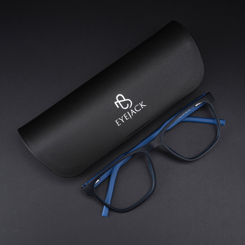 Eyejack Rush Navy Blue Square Eyeglasses for Men & Women (1010CL732-C8)