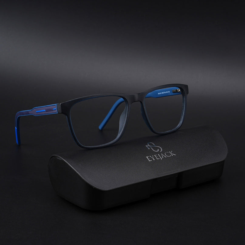 Eyejack Rush Navy Blue Square Eyeglasses for Men & Women (1010CL732-C8)