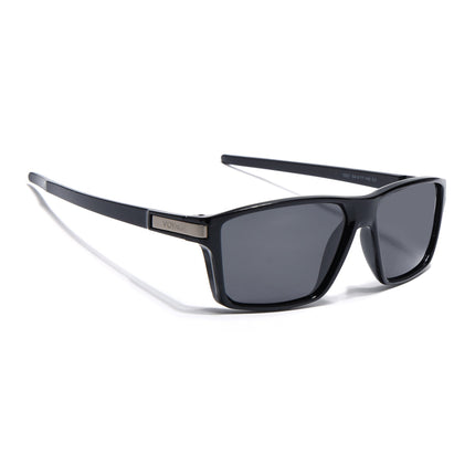 Jaxor | Shine Black & Silver Rectangle Polarized Sunglasses - PMG3968